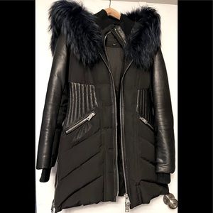 NICOLE BENISTI Leather Trim Down Coat